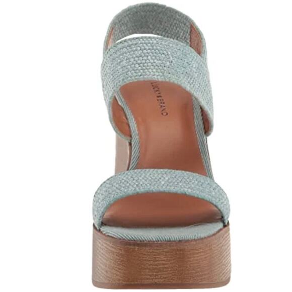 Lucky Delukah Ankle Strap Slingback Platform Wedge Sandal Wrought Iron 9.5 New - Picture 4 of 10